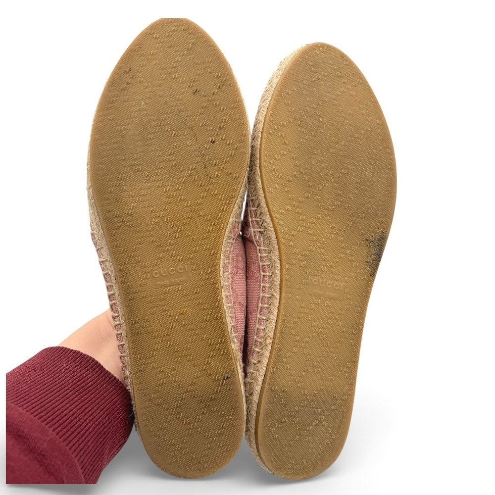 Gucci‎ GG Monogram Canvas Espadrilles 38.5 Pink Logo Slip On Flats Spain Luxury - Picture 9 of 11